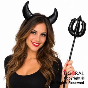 SET DIABLO NEGRO METALIZADO CON TRIDENTE